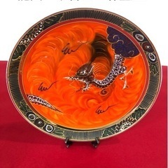 龍の絵が手書き描かれた皿 金彩 Antique 骨董品 骨董 MADE IN JAPAN 古道具