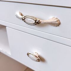 ネイルデスク　ガラス天板　引き出し付き　ホワイト