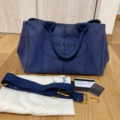 PRADA プラダ カナパ ネイビー 2way ショルダー ハン...