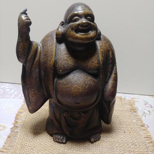 備前焼 高56センチ 客寄せ 置物 七福神 特大サイズ 布袋尊 縁起物 骨董品-