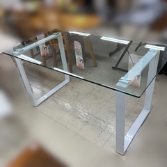 J2208 ガラスダイニングテーブル W150cmダイニングテー...