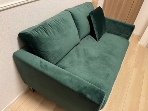 LOWYA 二人掛け　ソファ　クッション　グリーン
