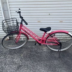 自転車24型ピンク×黒