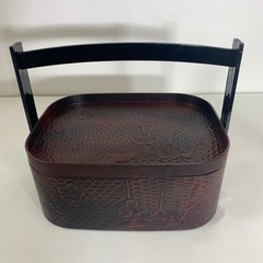 桜ノ図　伝統工芸　取手付き茶櫃　