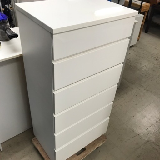 ロ2302-391  ニトリ 細身 6段チェスト 白 中古美品