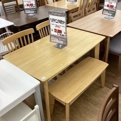 KB-37【新入荷 リサイクル品】ベンチダイニング4点セット ナチュラル