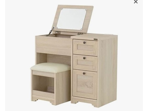 ドレッサー Dresser, Finished Product, Desk, Stylish, Scandinavian, Storage, Dresser Table with Chair, Stool Included, Wood, Mirror, Finished Product, Oak White (OWH)