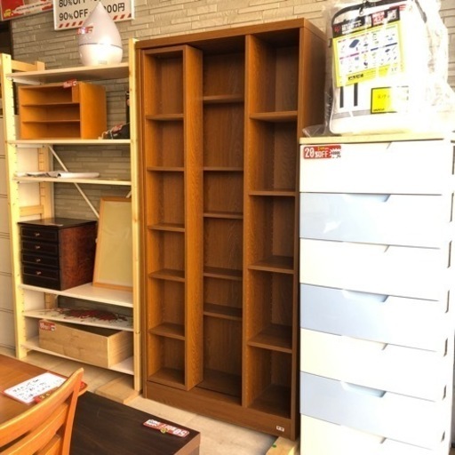 本棚 スライド式 大量 収納 棚板調整可能 木目調 ブラウン 収納棚 漫画 雑誌 小説