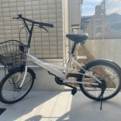 【ネット決済】ミニバイク　自転車　ミニチャリ　白　ホワイト　20インチ