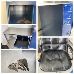 【値下げ】デスク回り４点セット（Knollチェア・BISLEYキャビネット・ロッカー・ステンレスワークデスク）