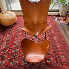 レザー 本革 バタフライチェア スツールセット