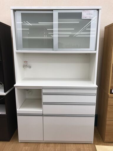 ★ジモティ割あり★ 松田家具 食器棚 キッチンボード  ホワイト H200×W118×D49 クリーニング済み KJ1438