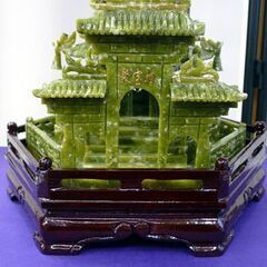 ☆聚宝塔 石細工 オブジェ 高さ61cm ケース付き 置物 縁起物 美術品 札幌