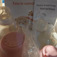 電動搾乳器と哺乳瓶2本(ピジョン、母乳実感)