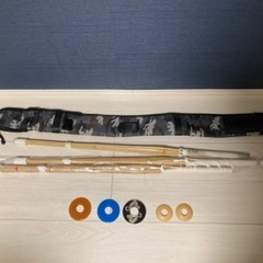 剣道の新品竹刀2本、使用済1本、袋、つば3つセット