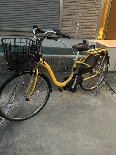 電動自転車(黄色、カゴ付き)