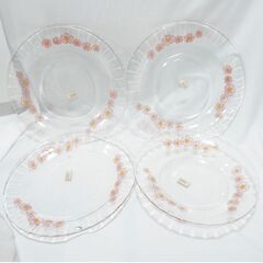 昭和レトロ　可愛い花柄　皿５枚　新品　イワキ硝子