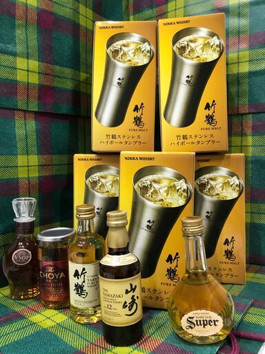 ❸ ウヰスキーミニボトル飲み比べ竹鶴ステンレスタンブラー５個セット