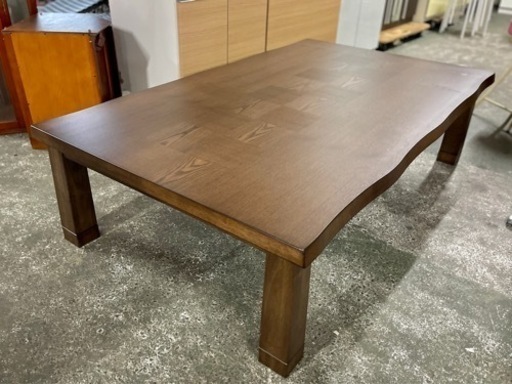 激安‼️ こたつテーブル20年製 ハイタイプこたつ 長方形 ブラウン 幅150 2段階調節 おしゃれ 天然木突板 UV塗装天板 なぐり加工 (幅150)