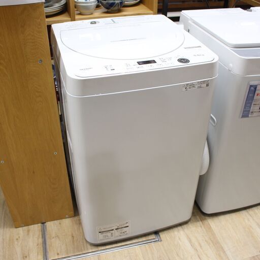 店S349)【高年式】全自動洗濯機 SHARP シャープ ES-GE5F-W 2022年 5.5㎏ ホワイト