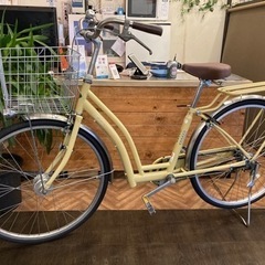 前後タイヤ・チューブ新品！】LEDオートライト 26インチ自転車 レモン 
