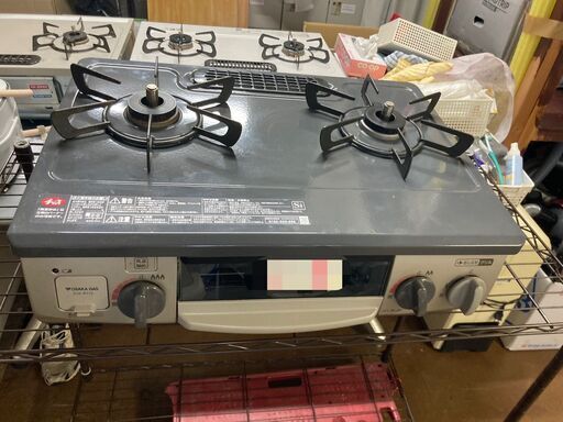 ☆中古￥12,800！【会員価格￥10,800】大阪ガス　2口ガスコンロ　家電　都市ガス　2019年製　210-R112型　【BB089】
