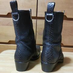 【良品】希少！セルジオロッシ 本物パイソンブーツ メンズ 7 26cm サイドジッブブーツ ワシントン条約規制品 良品】希少！セルジオロッシ 本物パイソンブーツ メンズ 7 26cm サイド