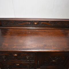 【ヤ取終了3/31】≪zy915≫イギリス アンティーク サイドボード/キャビネット 修復前提 ツイストレッグ 彫刻 バックパネル付 50208-02