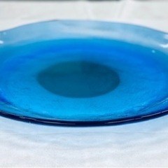 きれいな青い大皿【琉球ガラス】