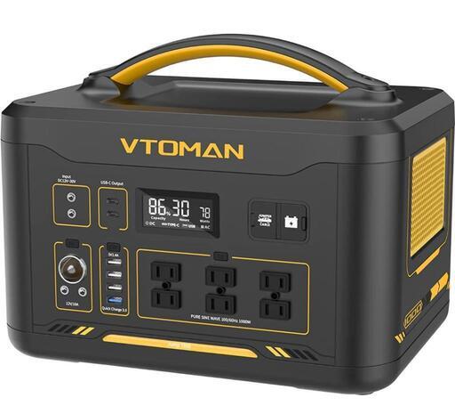 VTOMAN JUMP1000 ポータブル電源 ポータブルバッテリー 大容量 1408Wh/ 440000mAh リン酸鉄リチウムイオン電池 家庭用 アウトドア用 バックアップ電源 MPPT制御 純正弦波 AC（1000W 瞬間最大2000W）/DC/USB出力 容量拡張可能 PSE認証済 LIFEBMS ジャンプスターター機能付き 蓄電池 防災グッズ 車中泊 キャンプ 停電 非常用電源