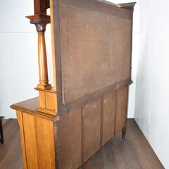 【破損6/2】≪zy916≫イギリス ヴィンテージ 大型 ミラーバック サイドボード 2分割 ドレッサー 寝室 彫刻 骨董 美術 50208-03