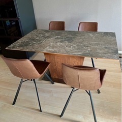 ALETTA（アレッタ）エクステンションダイニングテーブル　セラミック天板　椅子つき