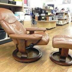 EKORNES ストレスレスチェア ブラウン オットマン付き 本革 レザー エコーネス 北欧 家具  札幌市 厚別区