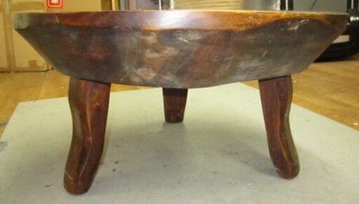 R405 天然木 一枚板 円形ローテーブル、サイドテーブル、USED