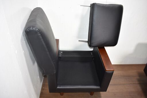 北欧レトロ 無垢材 木製フレーム 2人掛けアームチェア 回転式