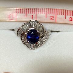 E370 K18 Pt900 リング 2.9g 12号 ダイヤ 0.15ct
