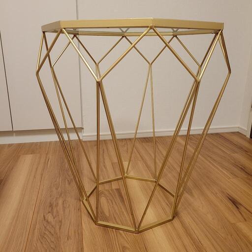 【ネット決済】【３月末まで 】Francfranc風ガラスコーヒーテーブル　コーナーテーブル　サイドテーブル　八角形