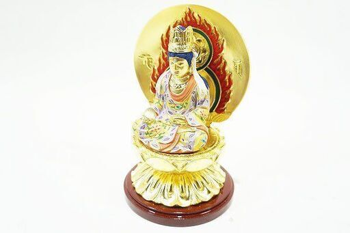 苫小牧バナナ】中古保管品 希少 阿含宗 仏像 宝生如来 坐像 極彩色 三身即