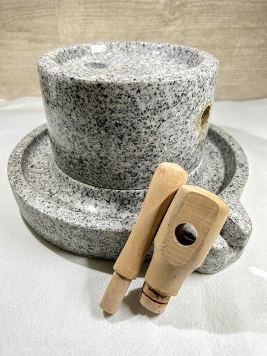 【苫小牧バナナ】石臼(いしうす) ひき臼(ひきうす) 御影石 20型 約16kg そば コーヒー 現状品 石臼挽き♪
