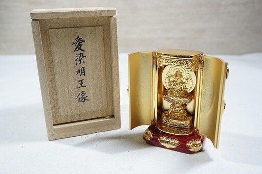 【苫小牧バナナ】希少 阿含宗 縁結び 愛染明王 釈迦山大菩提寺 厨子入り 金剛靖雄 仏教美術 仏像 愛染明王像 仏具 仏壇♪