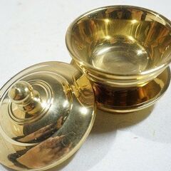 【苫小牧バナナ】希少 阿含宗阿含宗 解脱宝生行二器 携帯用 塗香器 洒水器 仏具 セット 散杖 真鍮磨き付♪