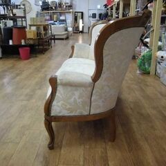 イタリアン家具 3人掛け ソファ 花柄 幅：約200cm アンティーク調 ロココ調 布製 札幌市 厚別区