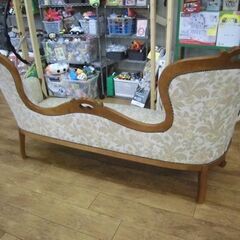 イタリアン家具 3人掛け ソファ 花柄 幅：約200cm アンティーク調 ロココ調 布製 札幌市 厚別区