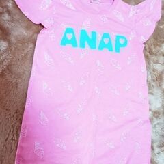 【もうすぐ処分】★ANAP★ソフトクリーム柄袖フレアワンピース★