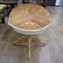 イタリアン家具 象嵌細工 ダイニングテーブル オーバルテーブル 楕円形 ヨーロピアン 食卓テーブル アンティーク調 ロココ調 札幌市 厚別店