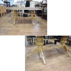 イタリアン家具 象嵌細工 ダイニングテーブル オーバルテーブル 楕円形 ヨーロピアン 食卓テーブル アンティーク調 ロココ調 札幌市 厚別店