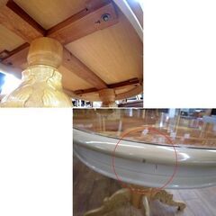 イタリアン家具 象嵌細工 ダイニングテーブル オーバルテーブル 楕円形 ヨーロピアン 食卓テーブル アンティーク調 ロココ調 札幌市 厚別店