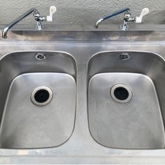 業務用 2槽シンク 蛇口付き 幅900×奥600×高さ800(mm) 流し台 厨房機材 