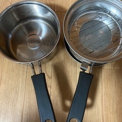 【中古】油こしつき小型揚げ物鍋　通販生活