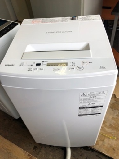 ５km以内配送無料　保証付き　2019年式　東芝 TOSHIBA AW-45M7（W） [全自動洗濯機 4.5kg ピュアホワイト]